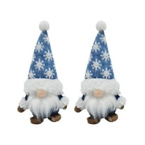 CuiLiyq Christmas Gnomes Xmas Winter Decorations, 2 PCS Artifical Elf Dwarf Figurines, for Home Kitchen Farmhouse Tiered Tray Holiday Festival Party (Blue)