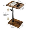thumbnail image 2 of Sofa Armrest Tray Table for Couch Swivel Height Adjustable End for Small Spaces Snack Side Table for Bed or Chair with Phone & Tablet Slot (Rustic ), 2 of 8