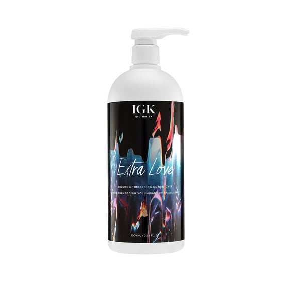 IGK EXTRA LOVE Volume & Thickening Conditioner Liter| Lightweight + Supports Scalp + Balance Oil | Vegan + Cruelty Free | 33.8 Oz