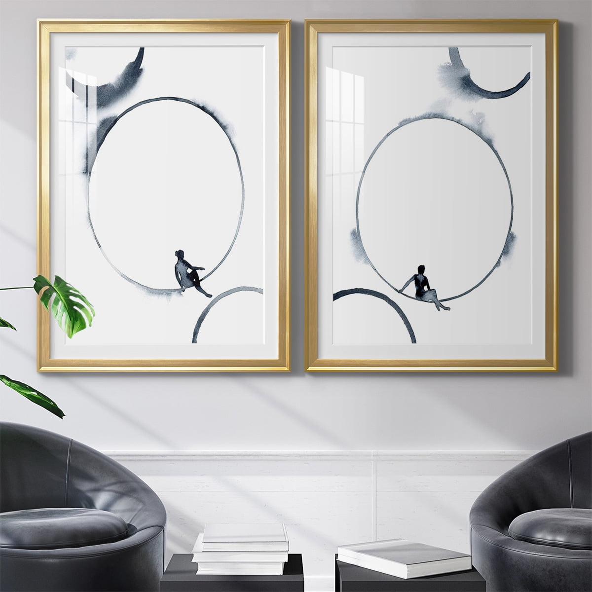 Wexford Home Woman in the Moon I Premium Framed Print, 26.5" x 36.5" - Ready to Hang, Gold (Set of 2)