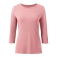 thumbnail image 5 of Tops for Women Crew Neck Tops Pink Womens Long Sleeve Shirt Womens Basic Tops Womens Cute Fall Tops, 5 of 6