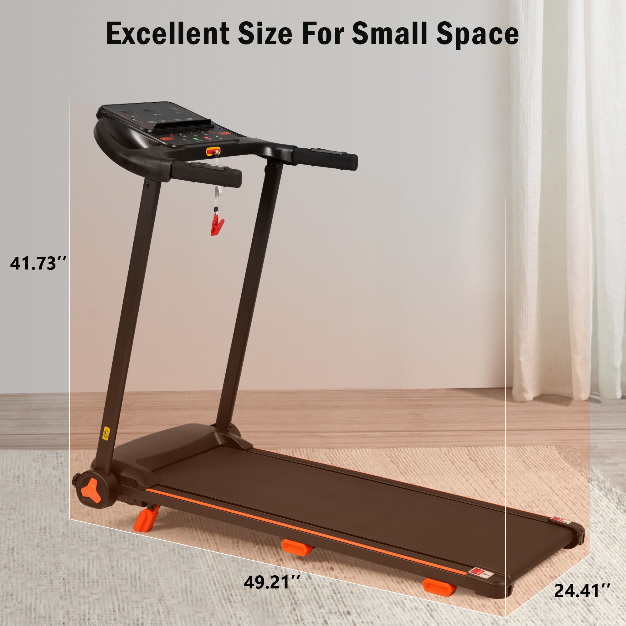 VLDTDRDI  2.5HP Folding Treadmill with 7.5mph Speed,Portable Running Walking Compact Exercise Machine with USB Charge Station,Bluetooth speaker, 2-Level Incline for Home