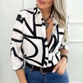 thumbnail image 2 of Mode Décontractée Aguichant Patchwork Imprimé Chemise à Manches Longues Blouse, 2 of 9