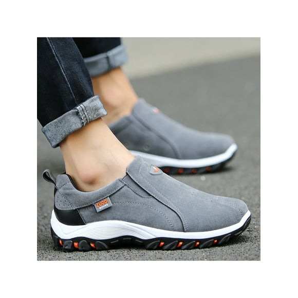 Woobling Mens Flats Flat Running Shoe Slip On Hiking Shoes Nonslip Sneakers Sports Lightweight Breathable Loafers Gray 14