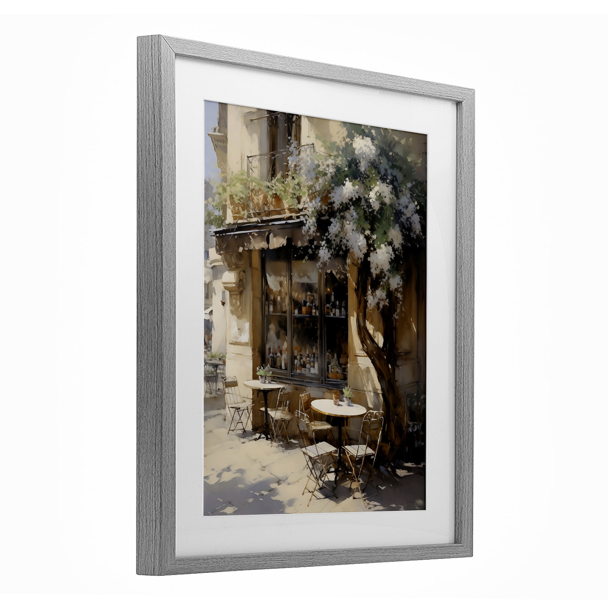 Stupell Industries Sunlit French Cafe Terrace Gray Framed Print Under Glass, design by Creative Studio