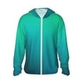 thumbnail image 2 of Uemuo Green Turquoise Teal Pattern Women's Full Zip UPF 50+ Sun Protection Hoodie Jacket Long Sleeve Sun Shirt Hiking Outdoor Performance with Pockets-Large, 2 of 9