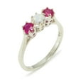 thumbnail image 1 of LBG 9k White Gold Real Genuine Opal & Ruby Womens Promise Ring - Size 8.25, 1 of 6