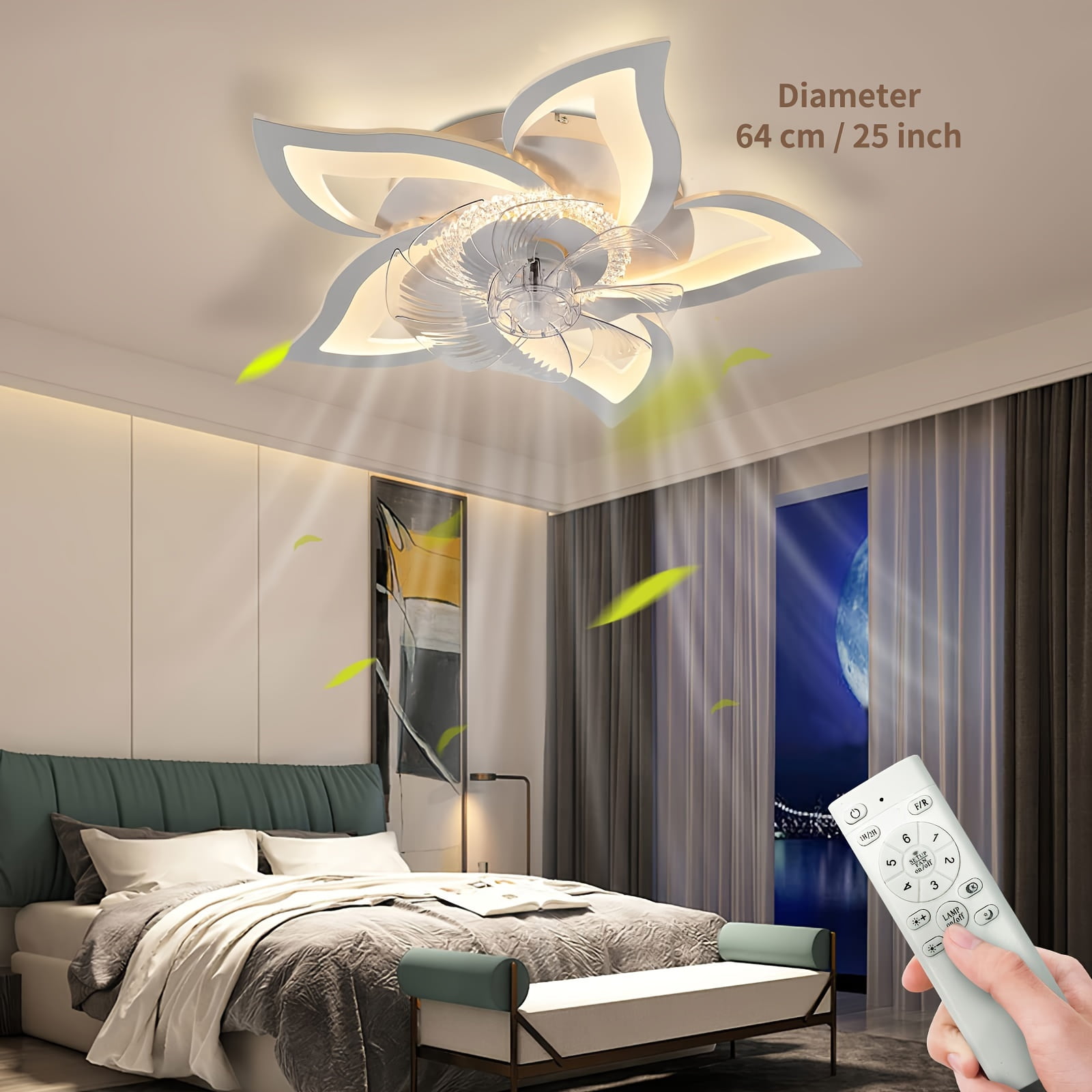 Ventilateur De Plafond Avec LED Dimmables Et Pales Réversibles – NEUF