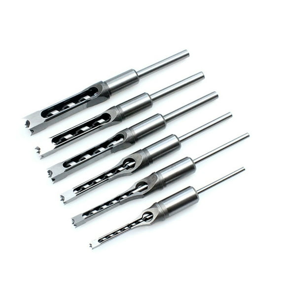 Necvior Mortising Chisel Set Multi-purpose 6pcs Round Square Tenon Drill Hand Tools