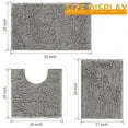 thumbnail image 5 of Hengbo 3 Pcs Chenille Bathroom Rug Sets Shaggy Bathroom Mat Set Carpet Extra Thick Soft Absorbent Soft Non Slip Machine Wash Light Gray, 5 of 7