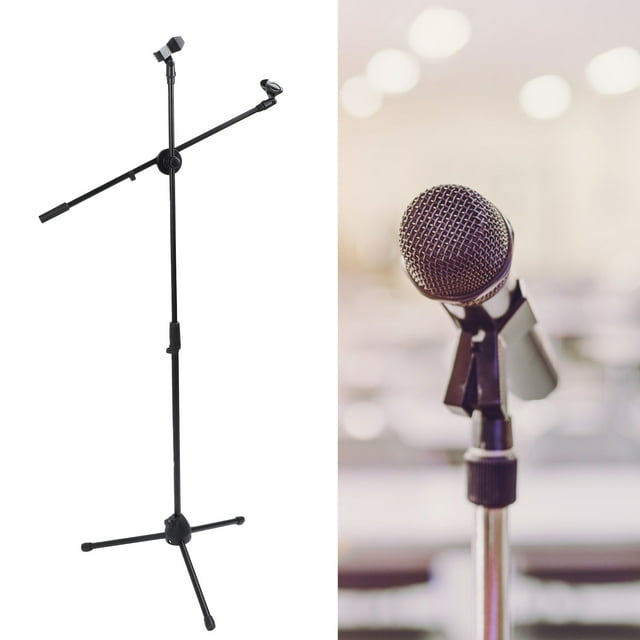 Support de Microphone au Sol, Support de Microphone en Acier Plastique à Forte Charge avec Base Trépied pour Chant Karaoké