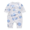 thumbnail image 1 of Child Boneless Printing Newborn Cotton Lace Up Button Round Neck Long Sleeved Long Rompers, 1 of 3