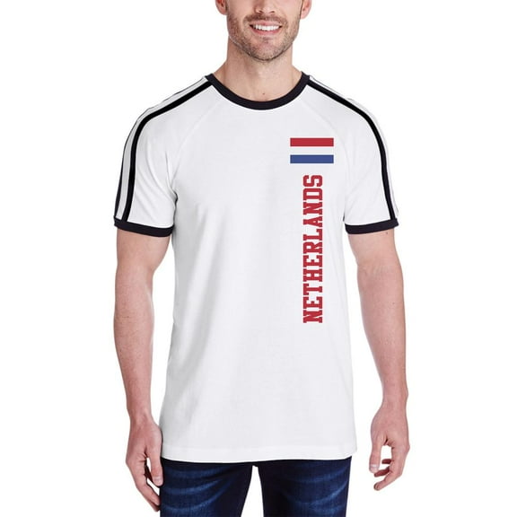 World Cup Netherlands Mens Soccer Jersey T Shirt White-Black 2XL