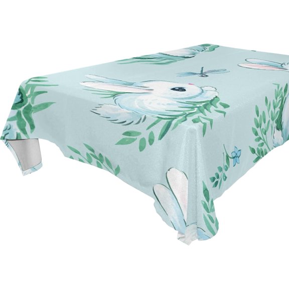 SKYSONIC Easter Bunny Eggs Tablecloth Waterproof Washable Polyester Square Table Cover Durable Tablecloth for Kitchen Dining Table Party Decor (60 X 120 Inch)