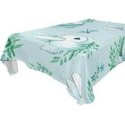 SKYSONIC Easter Bunny Eggs Tablecloth Waterproof Washable Polyester Square Table Cover Durable Tablecloth for Kitchen Dining Table Party Decor (54 X 54 Inch)