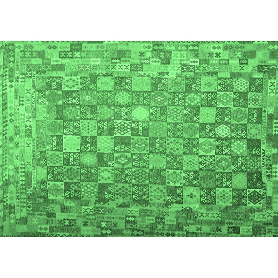 Ahgly Company Indoor Rectangle Oriental Emerald Green Traditional Area Rugs, 7' x 9'
