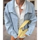 thumbnail image 4 of Abrigo Informal de Ante con Solapa y Larga para Mujer, Chaqueta Holgada A para , Otoño e Invierno Azul L, 4 of 8