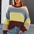 thumbnail image 3 of Women's Oversized Striped Cropped Sweater Casual Knit Pullover Top, 3 of 8