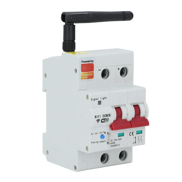 80A Smart DC Circuit Breaker 2P with WiFi & Voice Control, Built-in Safety Lock, Remote Monitoring via APP, DC10-100V, PC Flame Retardant & Copper Construction, 6000A Breaking Capacity, 35mm² Cable,