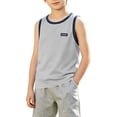 thumbnail image 2 of BCSIOAOI Toddler Kids Boys Shirts,Crew Neck Contrast Trim Sleeveless Solid Casual Tank Tops Gray 3-4t, 2 of 9