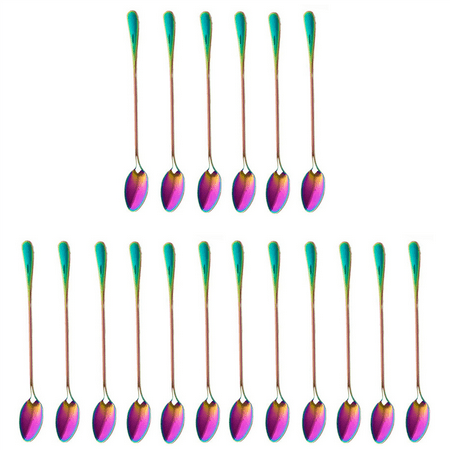 

Coffee Teaspoons Set of 18 Rainbow Color Coffee Spoon Long-Handle Ice Cream Desert Stir Spoons Mixing Spoon