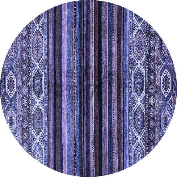 Ahgly Company Indoor Round Abstract Blue Modern Area Rugs, 5' Round