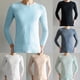 thumbnail image 3 of Mens See-Through Mesh Ice Silk T-Shirt Long Sleeve Undershirt Fitness Muscle Top, 3 of 8