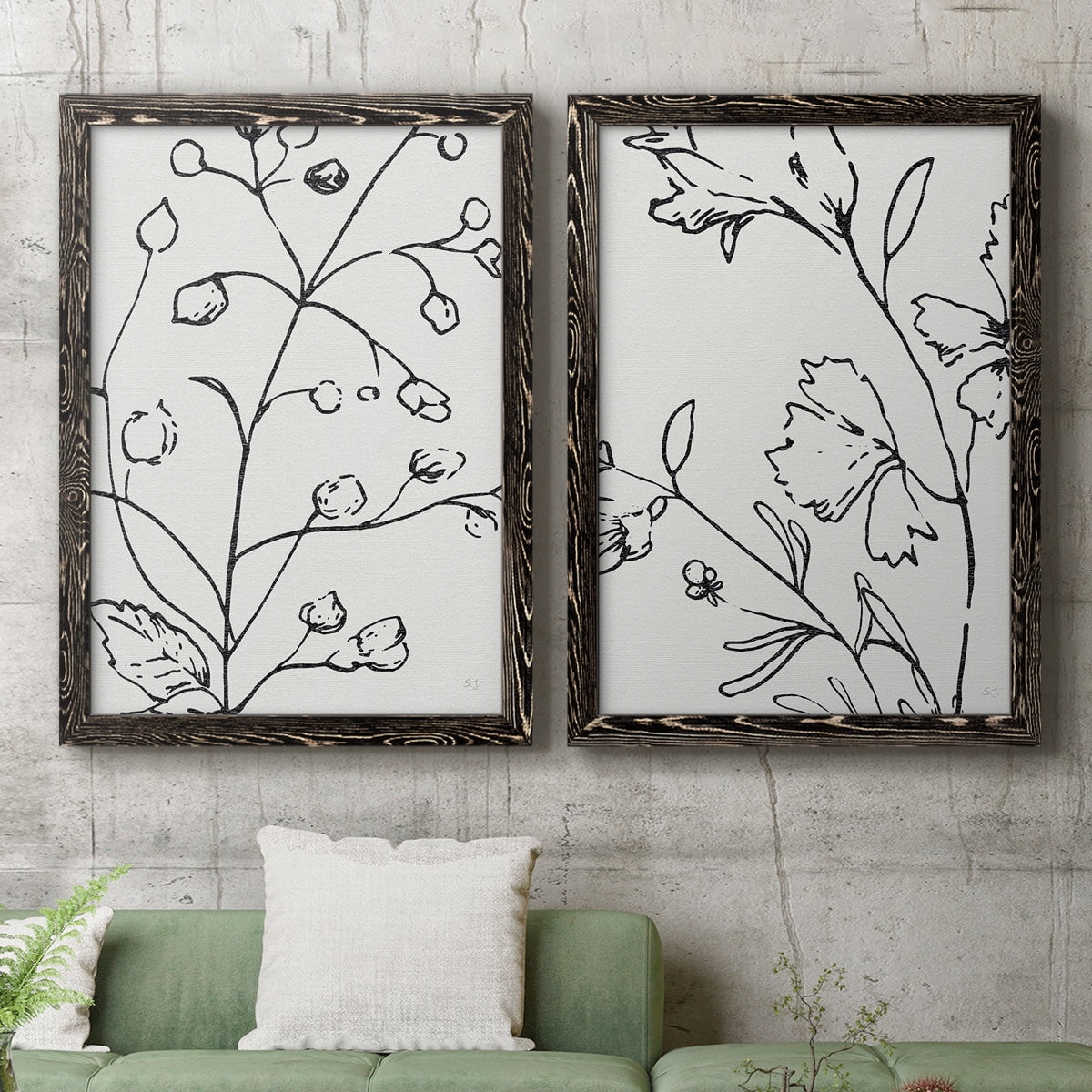Botanical Sketch I - Premium Framed Canvas 2 Piece Set - Ready to Hang