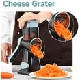 thumbnail image 3 of Rotary Cheese Grater with Handle Kitchen Shredder Slicer Grater Slicer Ice Shaver Cheese Vegetable Nuts Potato Zucchini Chocolate 3 Interchangeable Blades (GreyBlue), 3 of 5