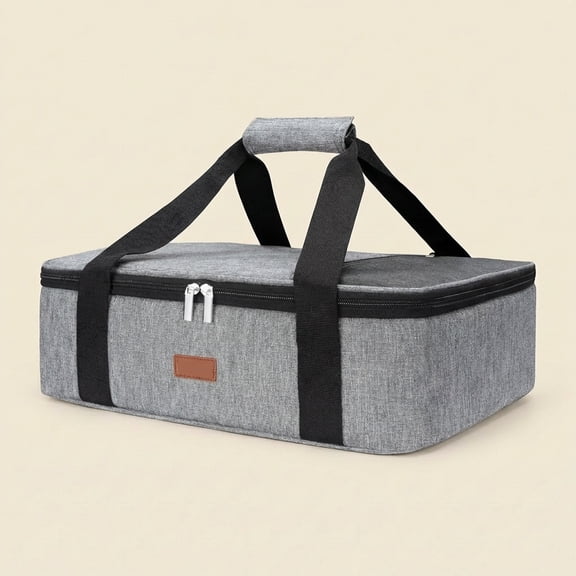 Luncia Insulated Single Decker Casserole Carrier – Lasagna Tote Bag for Hot & Cold Food, Fits 9" x 13" Dish, Gray