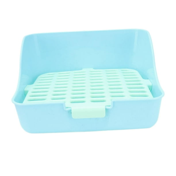 Bandeja de arena para conejos pequeños, bandeja de baño esquinera para chinchillas y cobayas Azul 11x11x8in
