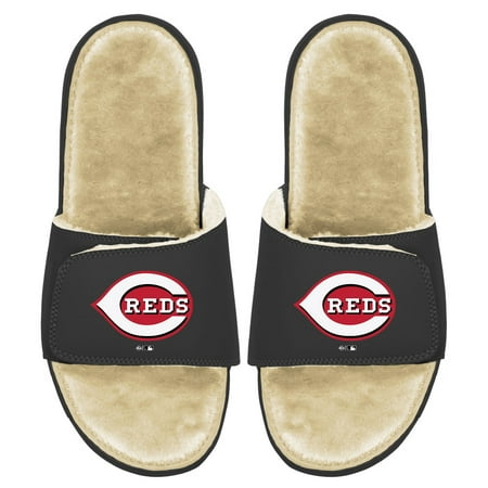 

Men s ISlide Black/Tan Cincinnati Reds Faux Fur Slide Sandals