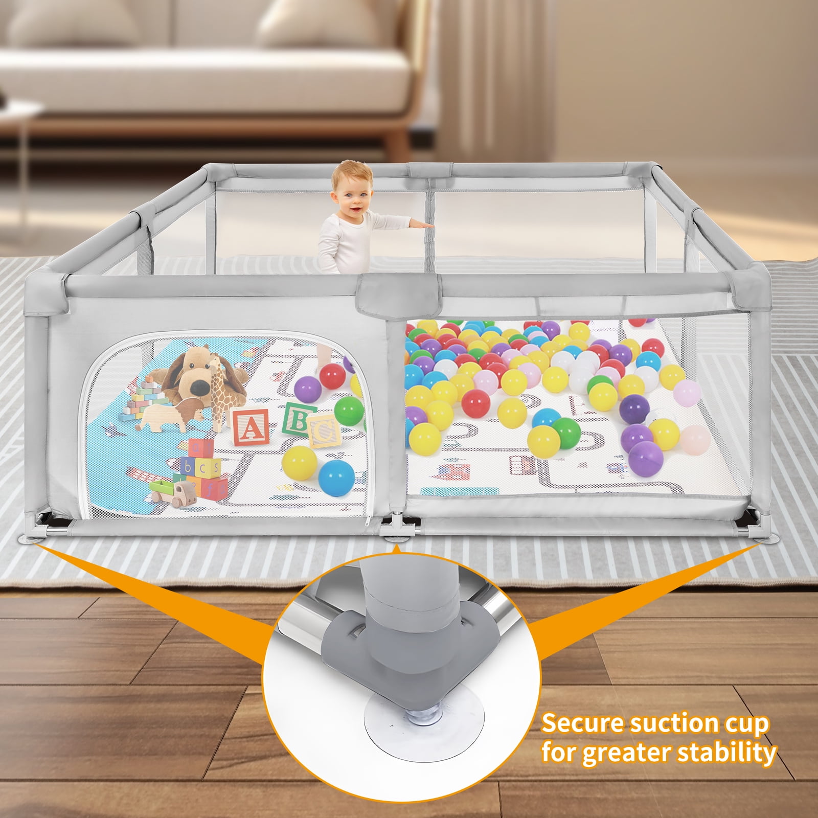 "XDMTWLKJ 47""x47"" Large Baby Playpen with Safety Mat for Kids, Boys, Girls, Toddler, Infant Play Yard Fence"