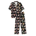 thumbnail image 5 of UngA Womens Silk Christmas Pajamas Satin Button Down Christmas Tree Pajamas Classic Soft Christmas Pajamas for Women,Size XXL, 5 of 5