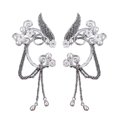 thumbnail image 1 of Pendientes de oreja de hada de elfo sin perforar hechos a mano, pendientes con clip con borlas y cadena de ala con cuentas de perlas de imitación de flores de elfo celta, 1 of 5
