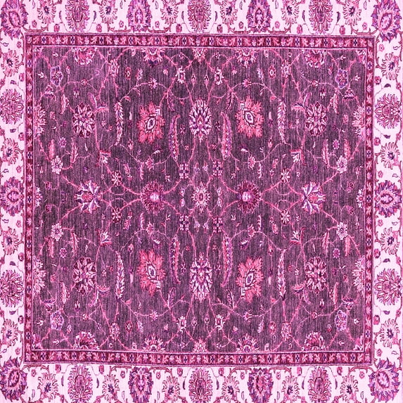 Ahgly Company Indoor Square Abstract Pink Modern Area Rugs, 5' Square
