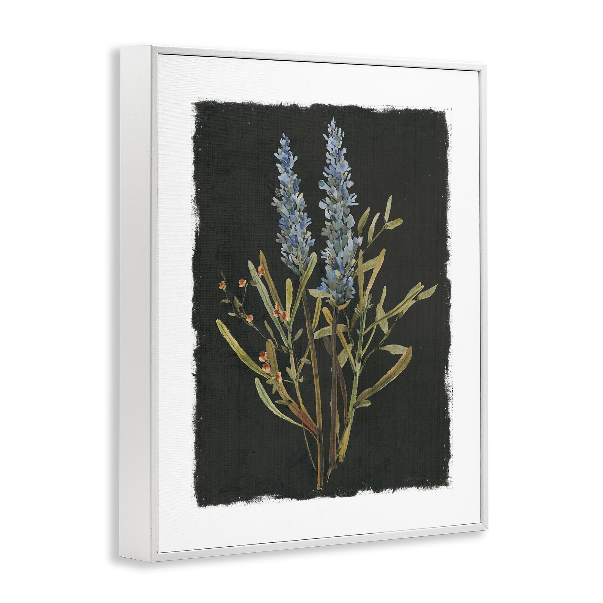 Stupell Industries Lavender Sprigs on Dark Background White Framed Giclee Art, design by Carol Robinson