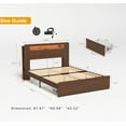 thumbnail image 4 of Wooden Bed Frame Queen Size Farmhouse Platform Bed Frame with Bookcase Shelf & 2 Storage Drawers, Storage LED Light Headboard, Noise Free, No Box Spring Needed and Easy Assembly, Brown, 4 of 6