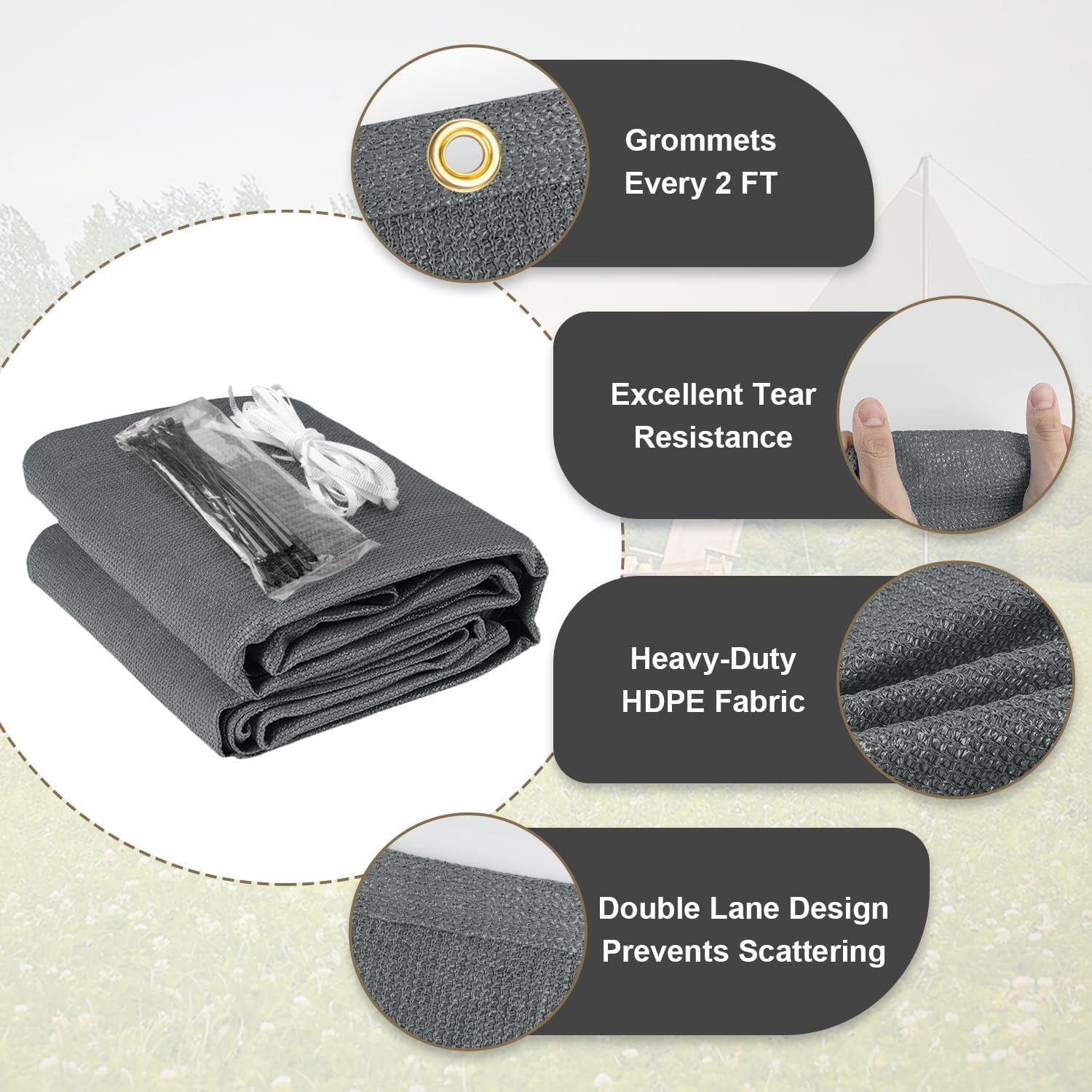 LOVE STORY 8' x 8' Sun Shade Cloth with Grommets 95% UV Protection Pergola Shade Cover for Outdoor, Dark Gray