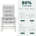 thumbnail image 6 of KINGYES HDPE Oversize Outdoor Rocking Chair with Thick Cushion, Porch Rocker Chair, White Chair with Grey Cushion, 6 of 7