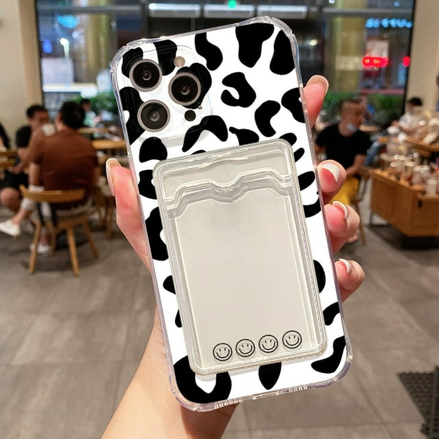 Transparent Card Slot Case For iPhone 13 14 15 16 11 12 Pro Max XR XS SE 7 8 Plus Grid Pattern Soft Pocket Holder Wallet Cover tzw