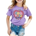 thumbnail image 4 of Toddler Girls Tops & T-Shirts 100 Days Of School Print Round Neck Loose Short Sleeve Fashion Casual Tshirts Holiday Wear,Purple,10-11 Years, 4 of 4