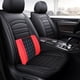 thumbnail image 1 of Cojín de masaje lumbar para asiento de coche - Soporte de respaldo de cuero de tela rojo y negro con vibración - 33x30x10cm, 1 of 7