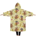 thumbnail image 2 of Oversized Wearable Blanket Hoodie,Yellow Highland Cow Flower Hat Pattern Sherpa Blanket Hoodie with Super Pockets,Super Warm Fuzzy Pullover for Women & Men, 2 of 6
