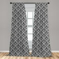 thumbnail image 5 of Ambesonne Damask Curtains, Old Blossom with Curves, Pair of 28"x95", Black White, 5 of 5