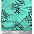 thumbnail image 1 of Soimoi Modal Satin Fabric Leaves & Floral Block Print Sewing Fabric Yard 42 Inch Wide, 1 of 3