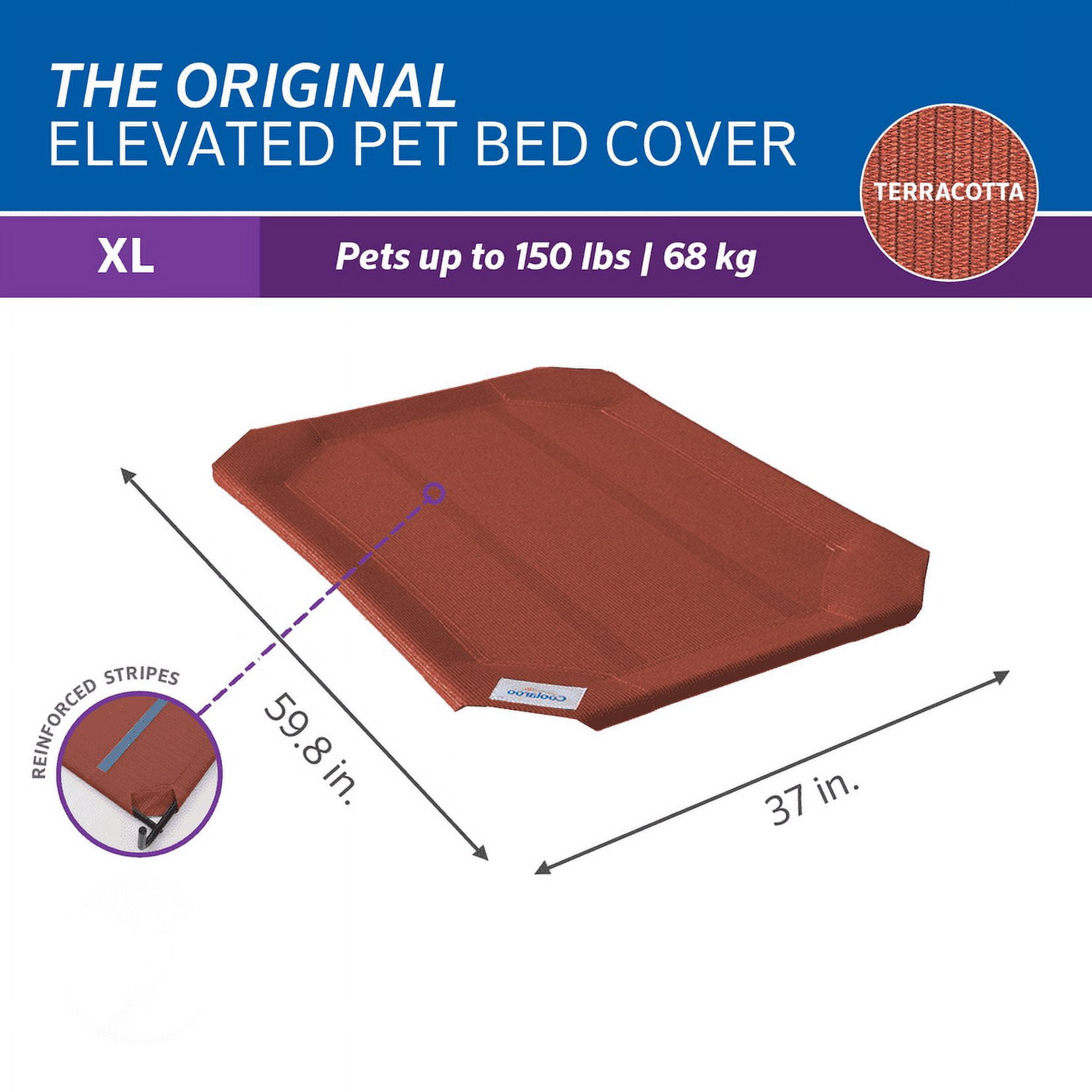 The Original Coolaroo Elevated Pet Dog Bed Replacement Cover, X-Large, Terracotta
