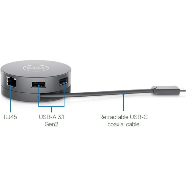 Dell, USB-C Multiport Adapter, 7-in-1, 4K, 90W Pass-Through