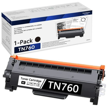 TN760 Toner Cartridge for Brother Toner TN760 TN-760 TN730 TN-730 for MFC-L2710DW DCP-L2550DW MFC-L2750DW HL-L2370DW HL-L2350DW Printer (1 Pack)