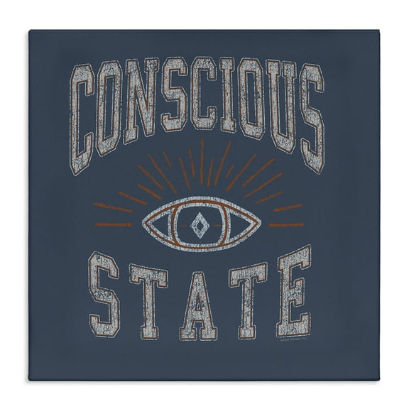 Stupell Industries Conscious State Varsity Style Text & Numbers Painting Wrapped Canvas Art Print Wall Art, 17 x 17